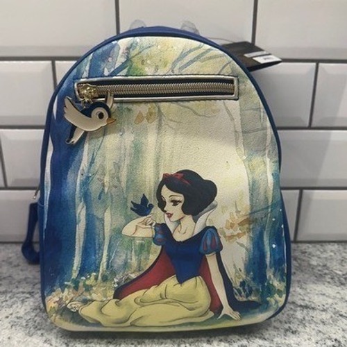 Loungefly Disney Snow White Mini Backpack Blue Watercolor Forest Bird Nwt